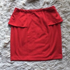 Red peplum mini skirt